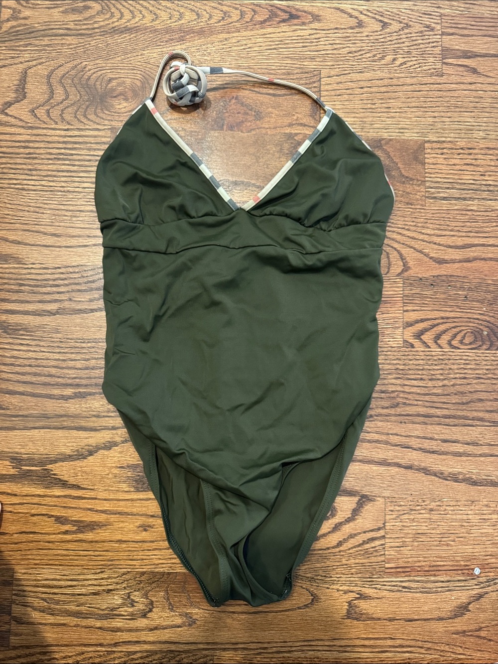 Burberry Olive Green One-Piece Swimsuit